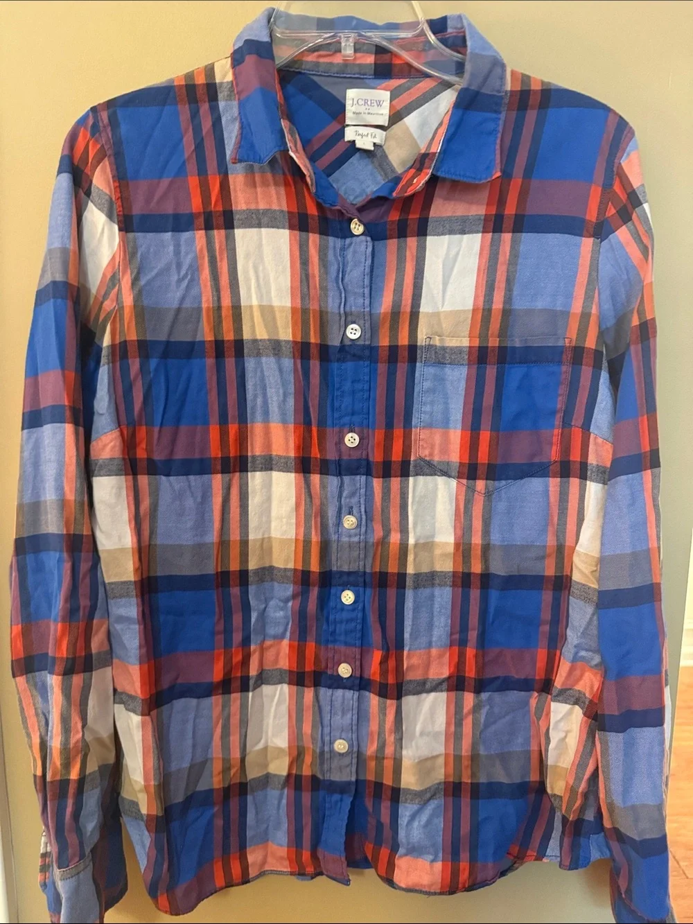 J. Crew Plaid Perfect Fit Shirt women’s size Large L